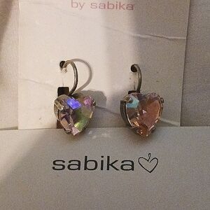 SABIKA Earrings- pink crystal, heart shaped- BRAND NEW